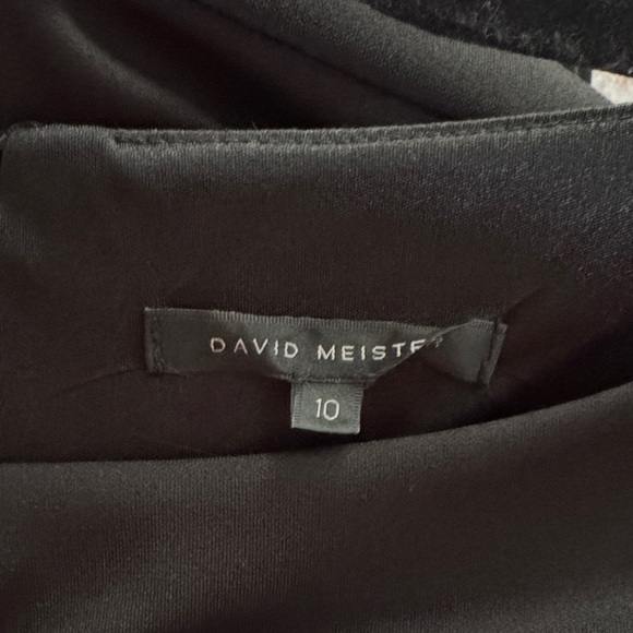 DAVID MEISTER BLACK RUSHED HALF SLEEVES LBD LITTLE BLACK DRESS SZ 10 - Picture 5 of 5